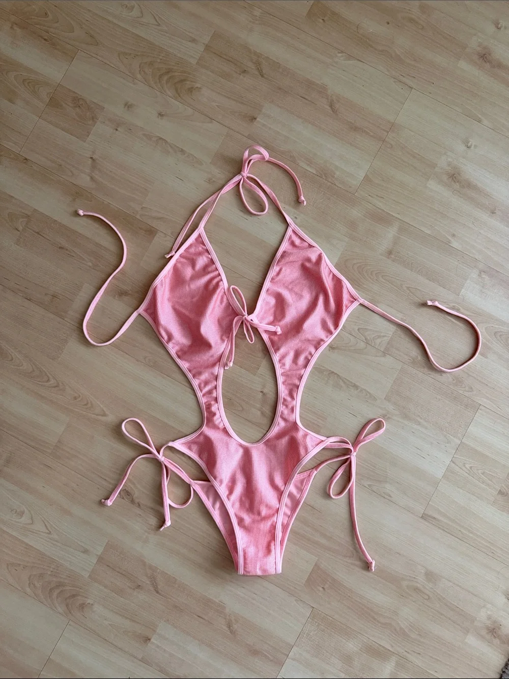 Pink Cutout One-Piece Swimsuit
